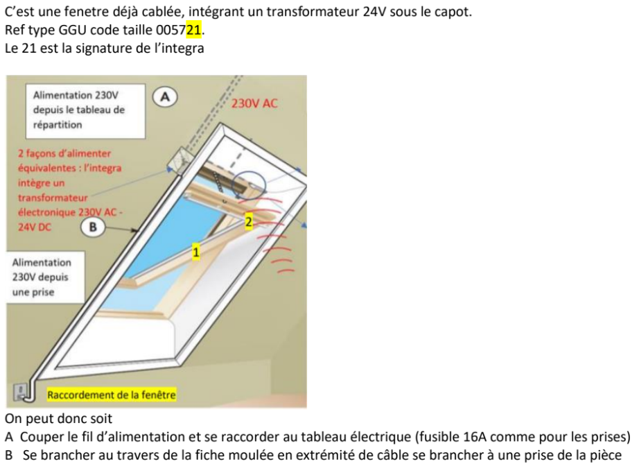 Câblage de la fenêtre proprement dite