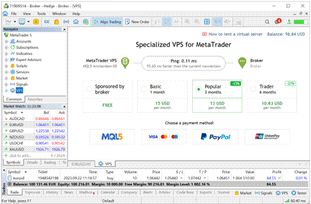 Title: MT5 VPS subscription plan options - Description: MT5 VPS subscription plan options